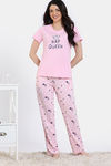 Zivame Joyful Jingles Knit Cotton Pyjama Set - Rose Shadow — thumbnail 2